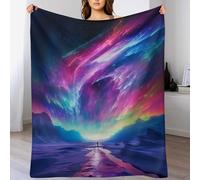 LCWWW Couverture Polaires en Aurore boréale, Couvertures Moelleuses, Flannel Légère Super Douce avec Imprimé pour Canapé, 180×200cm