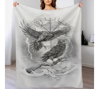 LCWWW Couverture Polaires en Mythe Viking, Couvertures Moelleuses, Flannel Légère Super Douce avec Imprimé pour Canapé, 180×200cm