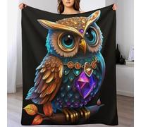 LCWWW Hibou Couverture Flannel Douce Et Chaude, Entretien Facile À La Machine, pour Voyager, Lit Ou Canapé 150×200cm