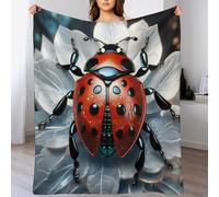 LCWWW Impression des Coccinelle Couverture en Flannel Super Doux Non Rejet Couvertures Polaire en Peluche Ultra Luxueuse 180×200cm