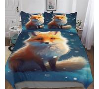 LCWWW Renard Parure De Lit Housse De Couette Impressio 3D Microfibre Doux avec Taie d'oreiller 2 Pièces Garçons Filles Enfants Single(135x200cm)