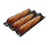 LCXCXY Plaque à Pain Perforée, Moule à Pain Baguette Français avec Revêtement Antiadhésif, size plaque four - 38 x 24.5 Revêtement antiadhésif épais, Français adapté à la cuisson de 3 moule à pain