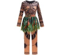 LCXYYY Déguisement Maui Garçons Cosplay Vaiana 2 Demigod Maui Top et Pantalon Prints Set pour Fancy Dress Up Halloween Noël Carnaval Anniversaire Fête Maui Costume Enfant Age 2-11 Ans