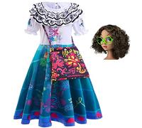 LCXYYY Mirabel Déguisement Costume Cosplay Princesse Magique Mirabel Robe de Ballerine avec Sacs et Accessoires Lunettes Perruque pour Fille Halloween Carnaval Anniversaire Fête Vêtements