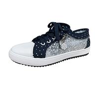 lcybem Casual Plate Baskets Femme Respirant Legeres Chaussures Mode Dentelle Chaussures de Sport Sneakers Bleu Profond 38