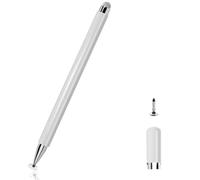 Lcyen Stylo pour tablette 2 en 1 pour toutes les tablettes, avec 1 pointe de rechange, stylet tactile pour iPhone i-Pad Pro Mini Redmi Samsung Huawei Surface Lenovo Chromebook (blanc)