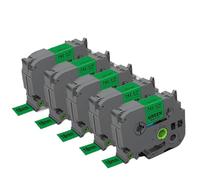 LCYSXTFZ 5PCS TZe-241 Compatible Laminated Label Tape 18mm Black on White for Label Printers - 8m Each, 5-Pack(Black on Green)