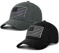 LCZTN Lot de 2 casquettes de baseball avec drapeau américain pour homme et femme, Noir et gris, taille unique