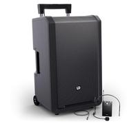 LD Systems ANNY 12 BPH B5 - Enceinte de sonorisation Bluetooth portable 12 pouces avec batterie rechargeable, table de mixage et 1 microphone-casque (émetteur de poche inclus), noir