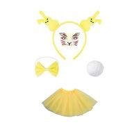 Ldabrye Accessoires de costume de lapins de Pâques, Halloween, cosplay, oreilles de lapin, bandeau, nœud papillon, autocollant pour le visage, accessoires pour femme