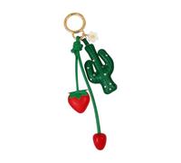 Ldabrye Adorable porte-clés en polyuréthane en forme de fruit - Style simple - Motif fraise et cactus - Décoration de sac à dos - Pour un transport quotidien - Porte-clés tendance