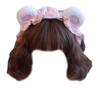 Ldabrye Bandeau Cosplay en peluche avec oreilles d'ours pour femme et fille - Bandeau de maquillage pour prendre des photos - Accessoires de cheveux multicolores pour femmes et filles