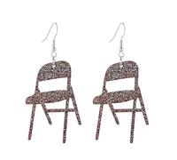 Ldabrye Boucles D'oreilles En Forme De Chaise Pliante Amusante Pendentif À Paillettes Collier Boucles D'oreilles À Breloques Uniques Pour Femmes Et Filles Pendentif En Acrylique