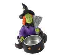 Ldabrye Bougeoir tête de mort de sorcière - Décoration de table unique pour les amateurs d'horreur et les adultes - Candélabre de fête fantastique