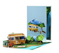 Ldabrye Cartes d'anniversaire 3D Cartes Vœux avec Enveloppe Carte Postale Camping pour Fête des Pères pour Papa Grand-père Voyage