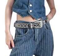 Ldabrye Ceintures de taille pour femmes, ceinture de luxe en strass cloutée pour femme, ceinture tendance punk, ceinture de taille pour jeans, robe, pantalon, manteau, Noir , taille unique