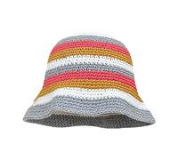 Ldabrye Chapeaux bob d'été en crochet résistant au soleil pour femme, pour le printemps, le camping, le pêcheur avec motif à rayures pour petite amie, Blanc/gris, Taille unique