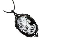 Ldabrye Collier avec pendentif en forme de tête de mort et camée d'inspiration vintage - Chaîne de cou élégante - Idéal pour ajouter une touche mystérieuse à n'importe quelle tenue - Collier en
