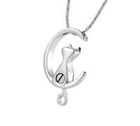 Ldabrye Collier commémoratif en forme de lune conçu pour contenir des cheveux ou des cendres en acier inoxydable élégant avec pendentif lunes