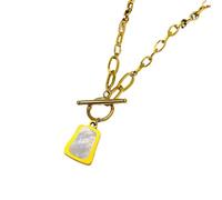 Ldabrye Collier contemporain avec pendentif coquillage en acier - Bijou élégant pour femme - Confortable et léger