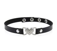 Ldabrye Collier en cuir avec cœur et strass pour femme - Léger et sensible, One Size, Comme décrit, Comme décrit.