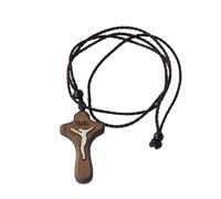 Ldabrye Collier Rétro Pour Hommes Et Femmes Avec Corde Noire Pendentif Croix Chrétien Religieux En Bois Naturel Pour Garçons Et Filles
