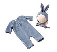 Ldabrye Costume De Photographie Pour Bébé Chapeau Et Combinaison Avec Oreilles Lapin Vêtements Nouveau-né Barboteuse Respectueuse La Peau Joli Body Accessoires Garçon