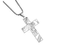 Ldabrye Crucifix catholique tendance avec collier longueur réglable unisexe collier chaîne accessoires symbole foi bijoux symbole collier, One Size, Comme décrit, Comme décrit.
