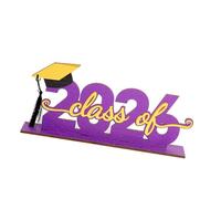 Ldabrye Décorations de remise de diplôme Class of 2026 Centre de table 2026 Graduate Table Sign Congratulate Plateau à étages Décorations en bois Plateau à étages