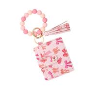 Ldabrye Élégant porte-clés portefeuille en polyuréthane avec motif de perles et porte-cartes pour femme Accessoires décoratifs pour sac à perles, D