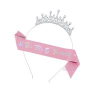 Ldabrye Ensemble coiffe et écharpe d'anniversaire pour fille - Tissu pailleté - Pratique - Décorations de fête en métal - Numéro d'âge - Bandeau d'épaule