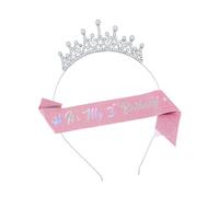 Ldabrye Ensemble coiffe et écharpe d'anniversaire pour fille - Tissu pailleté - Pratique - Décorations de fête en métal - Numéro d'âge - Bandeau d'épaule