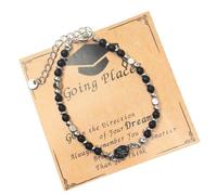 Ldabrye Ensemble de bijoux en perles de pierre réglables pour remise de diplôme - Souvenir commémoratif pour ami universitaire - Avec boîte de perles pour diplômés, One Size, Comme décrit