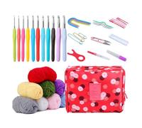 Ldabrye Ensemble de crochets ergonomiques pour débutants, aiguilles à tricoter, ciseaux à broder, sac à crochet