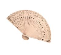 Ldabrye Éventail pliable portable traditionnel en bois gravé avec un design léger, idéal pour les célébrations culturelles, ventilateur en bois sculpté pour événement
