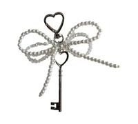 Ldabrye Jolies décorations à suspendre en forme de nœud en perles - Porte-clés décoratif pour sac à suspendre, blanc, taille unique