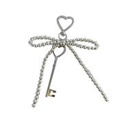 Ldabrye Jolies décorations à suspendre en forme de nœud en perles - Porte-clés décoratif pour sac à suspendre, Argenté., taille unique