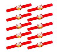 Ldabrye Lot de 10 bracelets Slap du Nouvel An en peluche - En tissu doux - Décorations de poignet pour enfants - Accessoires de festival - Nouvel An