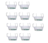 Ldabrye Lot de 10 soucoupes rondes renforcées pour plantes avec texture antidérapante - Pour paniers suspendus - Soucoupes polyvalentes avec crochet