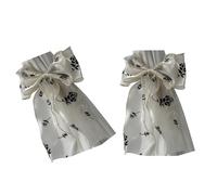 Ldabrye Lot de 2 embrasses de rideaux élastiques avec roses françaises et nœud pour décoration de la maison, motifs floraux brodés