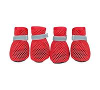 Ldabrye Lot de 4 chaussures d'été respirantes pour petits chiens - Protections de pattes - Antidérapantes - Filet respirant