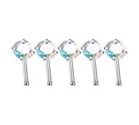 Ldabrye Lot de 5 piercings de nez en alliage robuste en forme de L et de créoles avec zircone cubique, FF, Comme décrit, Comme décrit.