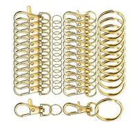 Ldabrye Lot de 60 clips porte-clés en métal avec mousqueton, fournitures d'artisanat pour porte-clés personnalisables