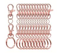 Ldabrye Lot de 60 clips porte-clés en métal avec mousqueton, fournitures d'artisanat pour porte-clés personnalisables