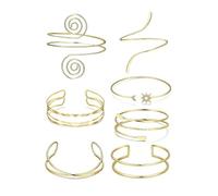 Ldabrye Lot de 7 bracelets de bras dorés pour femme - Ajustement réglable - Accessoires pour fêtes et cadeaux - Bracelets en fer doré, One Size, Comme décrit