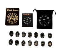 Ldabrye Lot de pierres en bois avec boîte Idéal pour les voyages Divinations Sorcellerie Oracles de pierres en bois gravées nordiques