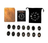 Ldabrye Lot de pierres en bois avec boîte Idéal pour les voyages Divinations Sorcellerie Oracles de pierres en bois gravées nordiques