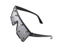 Ldabrye Lunettes de soleil en polycarbonate léger avec monture carrée cloutée en métal Protection UV400 Pour sports de plein air Utilisation quotidienne Accessoires de festival de musique, Noir