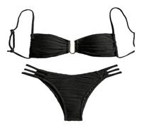 Ldabrye Maillot de bain bandeau pour femme - Taille basse - Ruché - Maillot de bain sans bretelles - Maillot de bain rembourré - Maillot de bain string