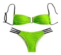 Ldabrye Maillot de bain bandeau pour femme - Taille basse - Ruché - Maillot de bain sans bretelles - Maillot de bain rembourré - Maillot de bain string